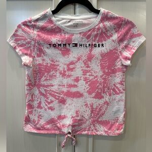 EUC Tommy Hilfiger Kids Pink and White Tie-Dye Tee, Girl size 12-14